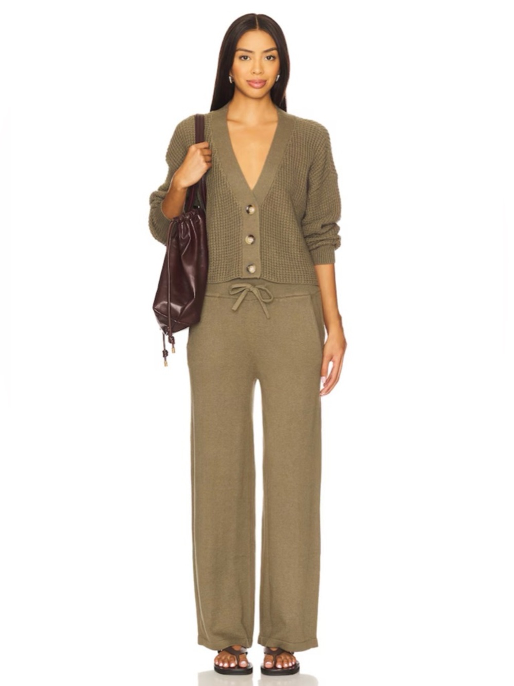 Eberjey Recycled Sweater Cropped Cardigan in Smokey Olive Women’s XS